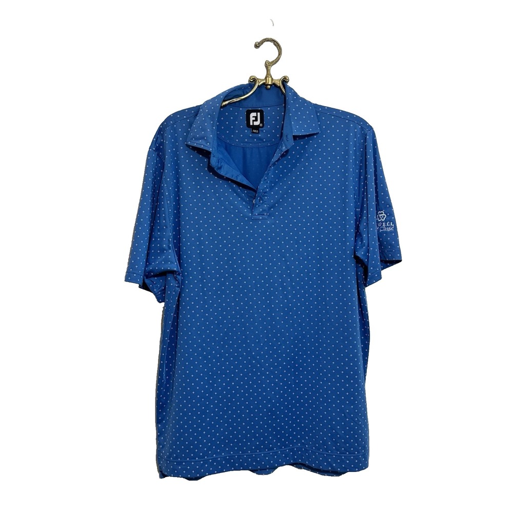 FootJoy Mens Blue Geometric Diamond Print Sewell Golf Classic Polo Shirt Size M